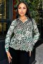 Green Leopard Print, Long Sleeve, Classic Fit, Satin Shirt