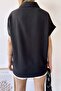 Black Classic Collar, Short Sleeve, Textured Fabric, Loose & Comfortable Fit/Cut, Shirt - 6