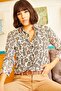 Women's Ecru Patterned Long Sleeve Classic Collar Regular Cut Standard Size Shirt - 6