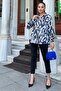 Blue Patterned Casual Satin Shirt - 7