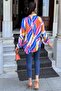 Women's Multi Color Loose Cut Patterned Satin Shirt - 2