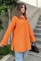 Women's Orange Tericotone Fabric, Slit, Comfortable Long Shirt - 4