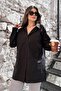 Women's Black Tericotone Fabric, Slit, Comfortable Long Shirt - 3