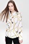 Women's Beige Chain Patterned Long Sleeve Shirt - Regular Fit, Standard Size - 7
