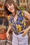 Women's Multicolor Patterned Classic Collar Long Sleeve Regular Cut Standard Length Shirt Blouse - 5