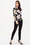 Women's Black Floral Print Polyester Shirt - Long Sleeve, Straight Fit, Standard Size - 2