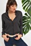 Women's Navy Blue Polka Dot Long Sleeve Shirt, Regular Fit, Standard Size