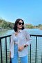 Women's Beige Classic Collar Long Sleeve Regular Cut Standard Size Shirt (Custom Fabric) - 3