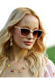 Geometric Beige Bone Frame Brown Glass Women Sunglasses Llt01 - 2
