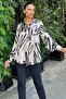 Beige Satin Shirt - Long Balloon Sleeve, Pleated Back, Loose Draped