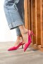 Daily Women's Fuchsia Pointed Toe Flat Patternless Open Back Heeled Zara Model Evening Dress Shoes 101a - 2