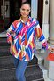 Women's Multi Color Loose Cut Patterned Satin Shirt - 4
