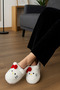 Hello Figured Ribbon Detailed Bowknot Winter Unisex House Slippers Non-Slip Sole - 6