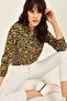 Women's Mustard Leopard Patterned Classic Collar Long Sleeve Regular Cut Standard Size Shirt - 3