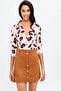 Women's Ecru Leopard Print, Classic Collar, Long Sleeve, Regular Cut, Standard Length Shirt - 2