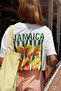 Women's Oversized Shrimp (Jamaica) Printed 100% Cotton T-Shirt Ecru - 5