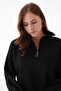 Women's Black Zippered Collar Basic Knitwear Sweater Dt0023 - 4