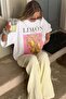 Lemon Printed White Oversize Women's T-Shirt + Cloth Bag Gift Combination Set – 100% Cotton - 2