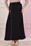 Elastic Waist Skirt with Side Zipper Detail-Black - 3