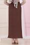 Elastic Waist Skirt with Side Zipper Detail-Brown - 6