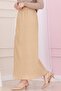 Elastic Waist Skirt with Side Zipper Detail-Beige - 5