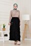 Elastic Waist Crochet Skirt-Black