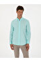 Nile Green Linen Blend Regular Fit Long Sleeve Shirt 50303388-Vr083