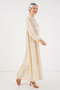 1627 Collar Lace-up Hijab Dress - Cream - 3