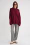6913 Women's Loose Soft Textured Oversize Knit Sweater Burgundy - 3