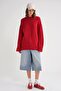 6925 Women's Wide Sleeve Soft Textured Knit Sweater Red - 2