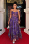 Organza Fabric Strappy Midi Dress - PURPLE - 2