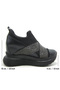 Lopez Exclusive Black Stretch Stone Hidden Wedge Heeled Casual Shoes - 2