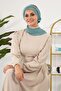 Ready-To-Wear Turban with Low-Cut Neckline and Gold Accessories, Mint Green, Ht-11A