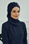 Stylish Ready-To-Wear Turban with Metal Accessories, Navy Blue, Ht-94 - 5