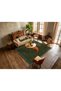 Mosso Dark Green Themed Floral Detailed Flamingo Pattern Woven Base Modern Decorative Carpet Mosso192Ky - 4