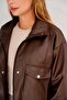 Oversize Pocket Bitter Brown Faux Leather Women's Zipper Jacket - 7
