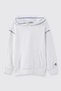 Boy's Hooded Embroidered Kangaroo Pocket Contrast Stitching Detailed White Sweatshirt - 5