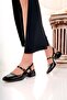 Ba04584 Black Patent Leather Women's Belt Elasticated Square Toe 3 cm Heeled Shoes - 37 - 3