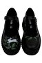 Women's Vegan Leather Black Mary Jane Loafer - Bunny with Herbs Design - 3