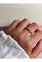 Silver Color Stone Detailed Women's Steel Ring – Elegant and Sparkling Design - 3