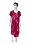 Pink Coral Patterned V-Neck Casual Summer Dress – Asymmetrical Cut 38-50 Size Compatible - 4