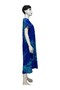 Blue Coral Patterned V-Neck Casual Summer Dress – Asymmetric Cut 38-50 Size Compatible - 5