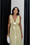Light Yellow Collar Rose Detailed Dress - 6