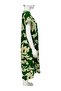 Green and White Floral Patterned V-Neck Casual Summer Dress – Asymmetric Cut 38-50 Size Compatible - 5