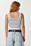 Striped Crop Knitwear Blouse Lyy0009 White - 5