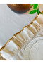 40X120Cm Raw Linen Beige Edge Detailed Ruffled Runner - 4