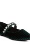 Women Diamante Brooch Velvet Ballerinas in Green - 5