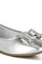 Women Rhinestone Buckle Metallic Ballerinas in Silver - 5