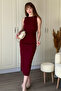 Draped Midi Burgundy Dress - 6