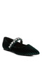 Women Diamante Brooch Velvet Ballerinas in Green - 2